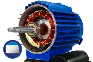 an electric motor - with North Dakota icon